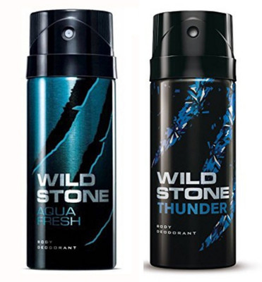 

Wild Stone Aqua And Thunder Body Spray - For Men(150 ml, Pack of 2)