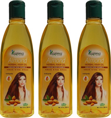 

KAZIMA Almond Herbal Hair Oil (Pack of 3) Ideal for Anti Hair Fall control & Maintains healthy scalp & Promote Hair Growth (100ML) Hair Oil(100 ml)