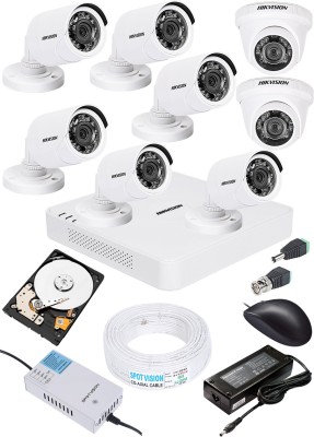 HIKVISION HIKVISION 1MP HD 8 CHANNAL DVR DS-HGHI-F1 & 5Pcs DOME 720p DS-COT-IRPF 3Pcs BULLET 720p DS-COT-IRPF Camera COMBO KIT Security Camera(1 TB, 8 Channel)
