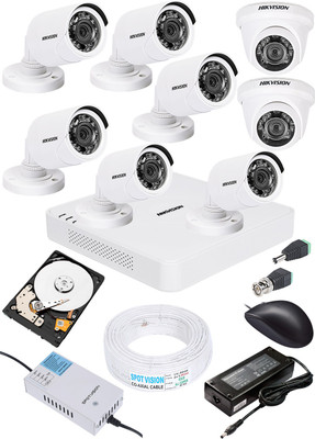 HIKVISION HIKVISION 1MP HD 8 CHANNAL DVR DS-HGHI-F1 & 5Pcs DOME 720p DS-COT-IRPF 3Pcs BULLET 720p DS-COT-IRPF Camera COMBO KIT Security Camera(1 TB, 8 Channel)