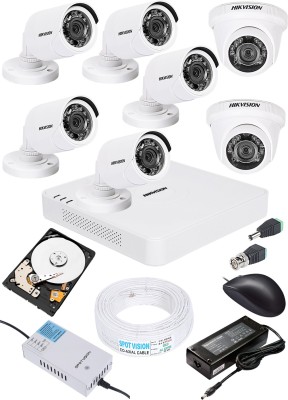 HIKVISION HIKVISION 1MP HD 8 CHANNAL DVR DS-HGHI-F1 & 2Pcs DOME 720p DS-COT-IRPF 5Pcs BULLET 720p DS-COT-IRPF Camera COMBO KIT Security Camera(1 TB, 8 Channel)