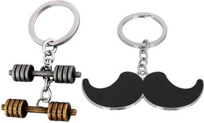

Shubheksha Combo of Dumbbell & Mustache Metallic Key Chain