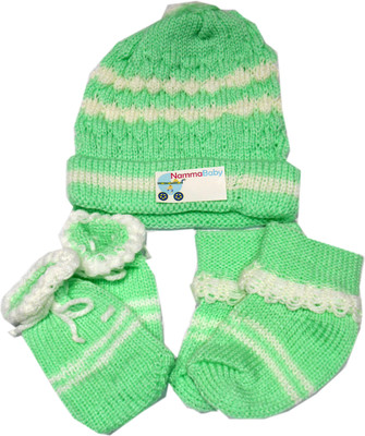 

NammaBaby Woolen Caps Mittens Booties Set(Green)