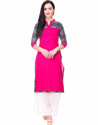 

Mokshi Women's Solid Straight Kurta(Pink