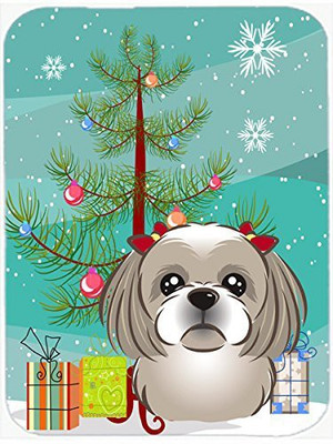 

Caroline's Treasures Christmas Tree & Gray Silver Shih Tzu Mouse/Hot Pad or Trivet - BB1622MP Mousepad(Multicolor)