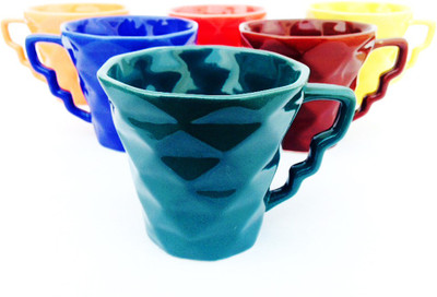 

Indeavour INDCR1825 Ceramic Mug(170 ml, Pack of 6), Multicolor