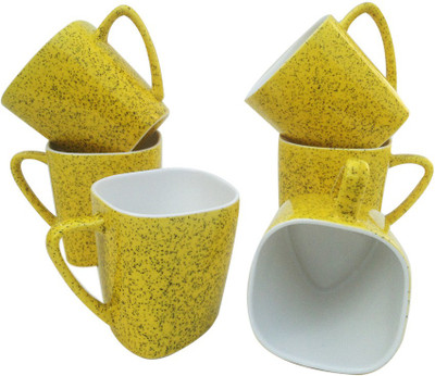 

Indeavour INDCR2002 Ceramic Mug(150 ml, Pack of 6), Yellow