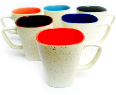

Indeavour INDCR1811 Ceramic Mug(180 ml, Pack of 6), Multicolor