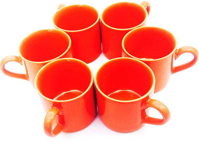 

Indeavour INDCR1354 Ceramic(Orange, Pack of 6)