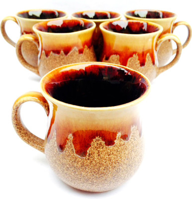 

Indeavour INDCR1820 Ceramic Mug(180 ml, Pack of 6), Orange