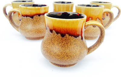 Indeavour I1823 Ceramic Mug(180 ml, Pack of 6), Brown