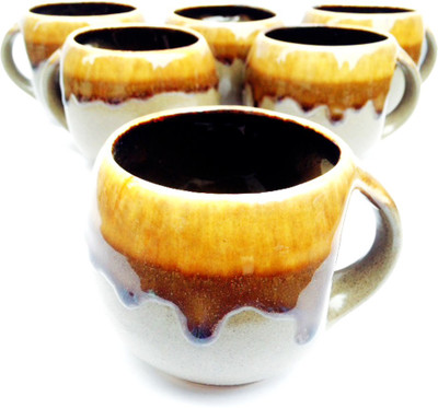 

Indeavour INDCR1822 Ceramic Mug(190 ml, Pack of 6), Black