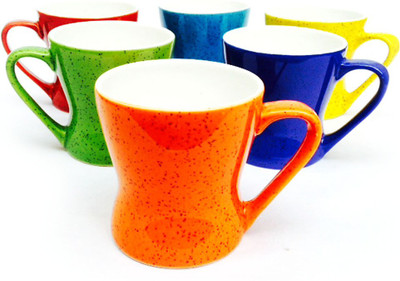 

Indeavour INDCR1761 Ceramic Mug(200 ml, Pack of 6), Multicolor