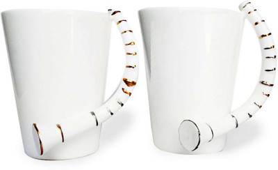 

Indeavour INDCR1902 Ceramic Mug(220 ml, Pack of 2), White