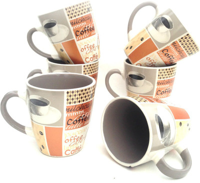 

Indeavour I1938 Ceramic Mug(180 ml, Pack of 6), Multicolor