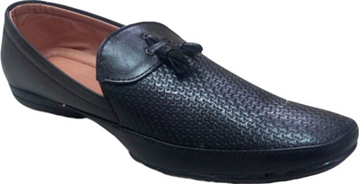 

GB Men's Premium Black Printed Loafers For Men(Black