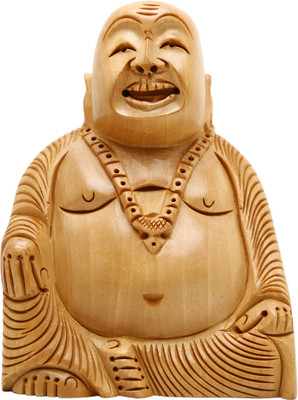 

Laffing Buddfha6inch 128 Decorative Showpiece - 15 cm(Wooden, Brown)