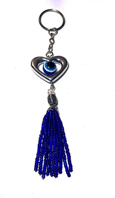 

Numeroastro Evil Eye Heart Shape Key Chain Decorative Showpiece - 14 cm(Acrylic, Plastic, Dark Blue, Silver)