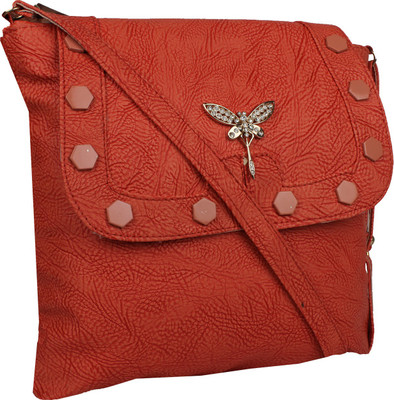 

amozz Girls Casual Red PU, Cotton Sling Bag