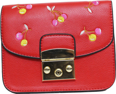 

Ravi Collections Women Casual Red PU Sling Bag