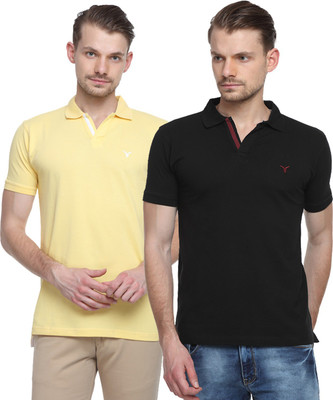 

Youthen Solid Men's Polo Neck Black, Yellow T-Shirt(Pack of 2, Black and yellow