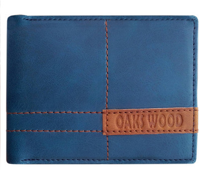 

OaksWood Men Blue Genuine Leather Wallet(6 Card Slots)