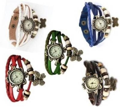 

Talgo New Arrival Festive Season Special TGDORIWHBUGRRDBR Multi Colour Round Dial Leather Dori Strap (Combo of 5) TGDORIWHBUGRRDBR Watch - For Girls