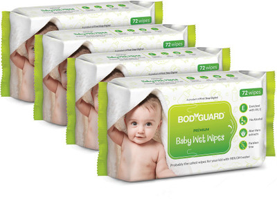 

BodyGuard Premium Paraben Free Baby Wet Wipes with Aloe Vera - 288 Wipes (4 Pack, 72 each)(288 Pieces)