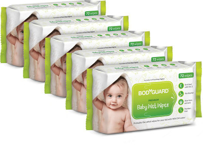 

BodyGuard Premium Paraben Free Baby Wet Wipes with Aloe Vera - 360 Wipes (5 Pack, 72 each)(360 Pieces)
