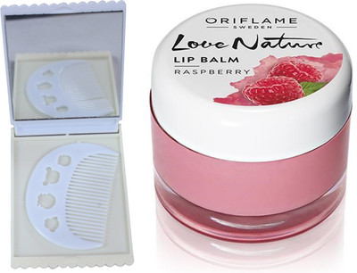 

Oriflame Sweden Love Nature Lip Balm - Raspberry 7g (31077) With Comb Mirror Set(Set of 3)