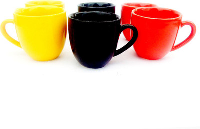 

Indeavour INDCR1844 Ceramic Mug(150 ml, Pack of 6), Multicolor
