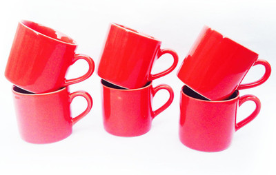

Indeavour INDCR1355 Ceramic(Red, Pack of 6)