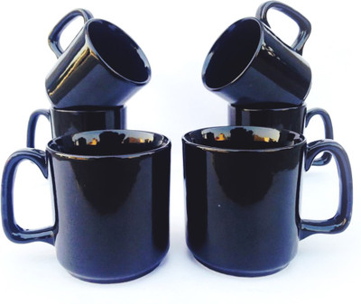 

Indeavour Fusion Ceramic Mug(150 ml, Pack of 6), Black