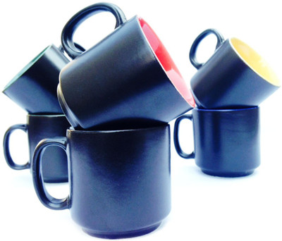 

Indeavour I1787 Ceramic Mug(180 ml, Pack of 6), Multicolor