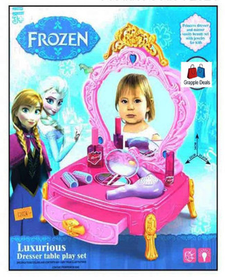 

Goyal Traders Glamour Mirror Dresser Table Play Set Pretend Play Cosmetic and Makeup Toy Set Kit For Little Girls Kids.