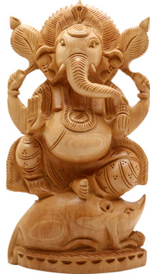 

Ganesh Sitting 134 Decorative Showpiece - 15 cm(Wooden, Multicolor)