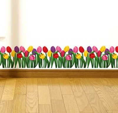 Happy Walls 12 Baseboard Colorful Tulips Border Self Adhesive Sticker(Pack of 1)