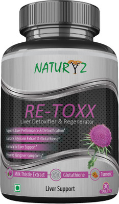 

NATURYZ RETOXX for Complete Liver Support | Liver Detoxifier & Regenerator | containing Silymarin Milk Thistle Extract , L-Glutathione, Amino Acids, Anti-Oxidants, Phytonutrients & Vitamin C - 30 Tablets Vegetarian(1250 mg)