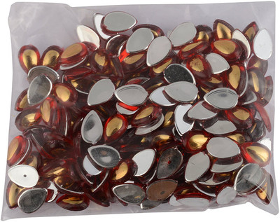 

GOELX Gold Foiled Red Drop Shape Stones/Kundans for Jewellery Making/Decorating & Craft Work !!