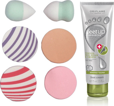 

Oriflame Sweden Feet Up Advance Cracked Heel Cream 75ml ( 33027 ) With Puff Sponge(Set of 7)