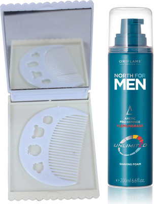 Oriflame Sweden North for Men Unlimited Shaving Foam 200ml ( 33161 ) With Comb & Mirror Set(Set of 3)