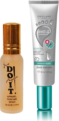 

Oriflame Sweden Feet Up Advance Salvation Foot Serum 30ml ( 33030 ) With Just Doit Parfume 30ml(Set of 2)