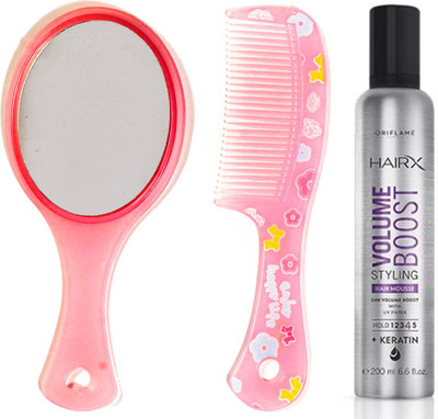 

Oriflame Sweden HairX Volume Boost Styling Hair Mousse 200ml (30550) With Mirror & Comb Set(Set of 3)