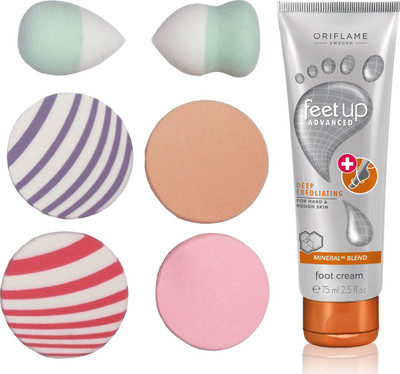

Oriflame Sweden Feet Up Advance Deep Exfoliating Foot Cream 75ml ( 33033 ) With Puff Sponge(Set of 7)