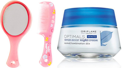 Oriflame Sweden Optimals White Oxygen Boost Night Cream Normal/Combination Skin 50ml (26841) With Mirror Comb Set(Set of 3) available at flipkart for Rs.677