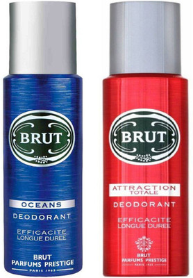 

Brut Ocean and Attraction Totale Deodorant Spray Pack of 2 Combo (200ML each) Deodorant Spray - For Men(400 ml, Pack of 2)