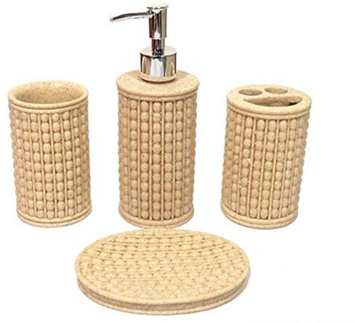 

Skywalk Polyresin 4 Pcs Bathroom Set-Dispenser, Toothbrush Holder, Tumbler & Soap Dish Ceramic Bathroom Set(Pack of 4)