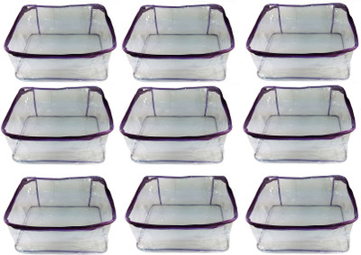 

Afrose High Quality Multipurpose transparent Plain Saree Cover 9PC Capacity 10-15 Units Saree/Blouse Each(White)
