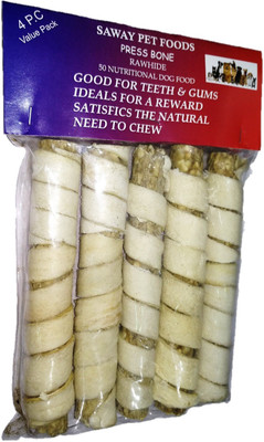 

SAWAY Raw Hide Calcium Healthy Roll Kabab (4Piece) Chicken, Beef Dog Treat(350 g)