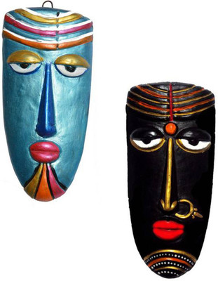 

Rasoh village hand artz terracotta decorative colorful wall hanging masks Decorative Showpiece - 20 cm(Terracotta, Multicolor)